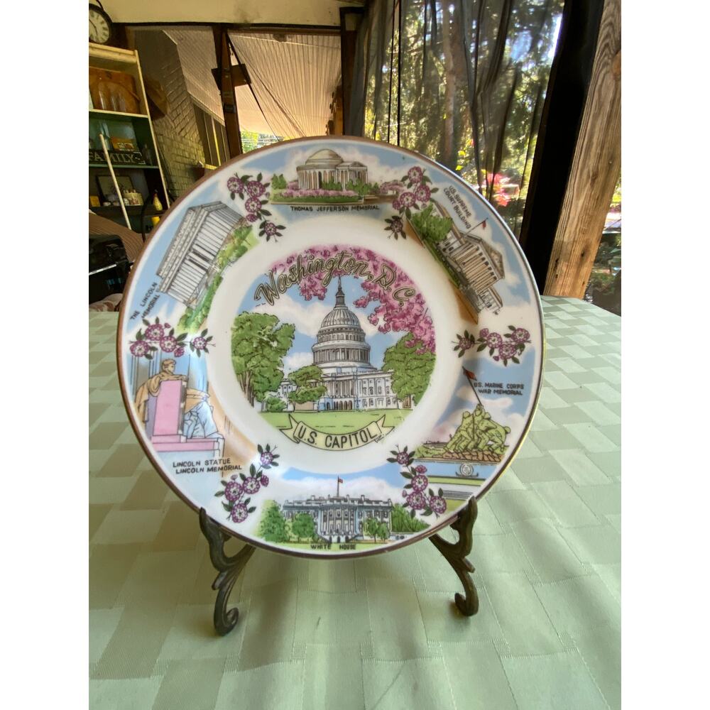 1980s US Capitol Washington DC Decor Souvenir Plate 7.5 inches Silberne Product